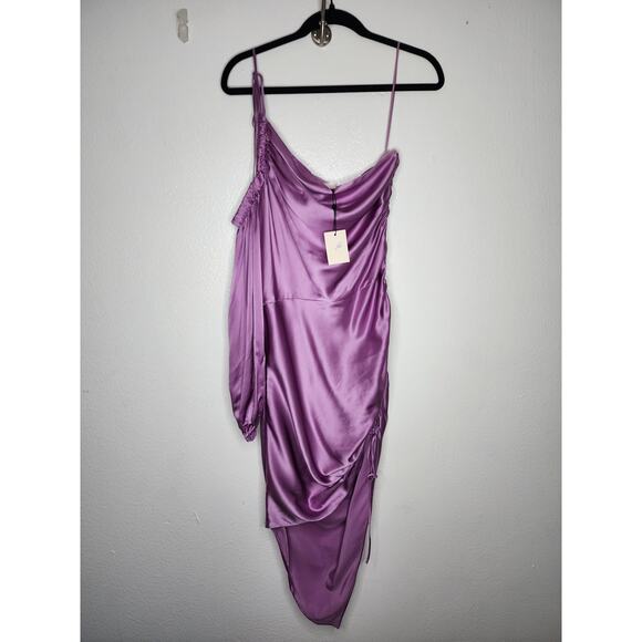 Cinq A Sept Nakita Ruched Asymmetrical Dress in Violet Purple - Picture 2 of 6